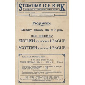 ENGLISH LEAGUE V SCOTTISH LEAGUE 1932 ICE HOCKEY PROGRAMME