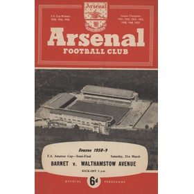 BARNET V WALTHAMSTOW AVENUE 1958-59 (F.A. AMATEUR CUP SEMI-FINAL) FOOTBALL PROGRAMME