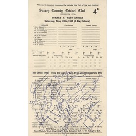 SURREY V WEST INDIES 1963 CRICKET SCORECARD - SIGNED BY WEST INDIES