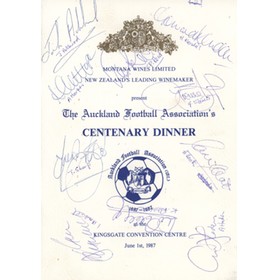 AUCKLAND FOOTBALL ASSOCIATION 1987 DINNER MENU - SIGNED BY EVERTON 