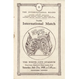 GREAT BRITAIN V FRANCE 1935 (WHITE CITY) ATHLETICS PROGRAMME