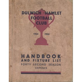 DULWICH HAMLET FOOTBALL CLUB HANDBOOK AND FIXTURE LIST 1934-35