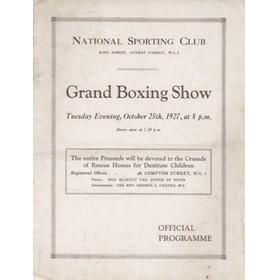BILLY ADAIR V ENZI FIERMONTE 1927 BOXING PROGRAMME (ALSO TED 