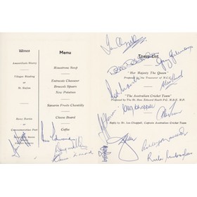 ENGLAND V AUSTRALIA 1975 CRICKET DINNER MENU - SIGNED BY AUSTRALIANS