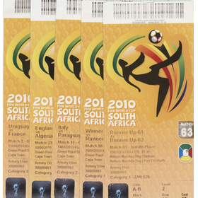 2010 FOOTBALL WORLD CUP TICKETS (X5)