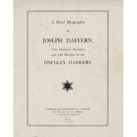 A BRIEF BIOGRAPHY OF JOSEPH DAFFERN (FINCHLEY HARRIERS)