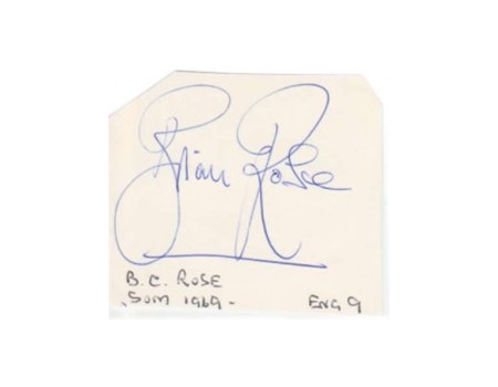 BRIAN ROSE CRICKET AUTOGRAPH