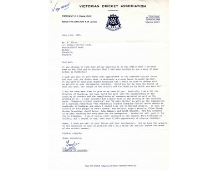 FRANK TYSON (NORTHAMPTONSHIRE & ENGLAND) SIGNED LETTER