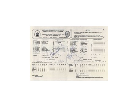SURREY V NORTHAMPTONSHIRE 1996 (SIGNED BY HOLLIOAKE & JULIAN) CRICKET SCORECARD