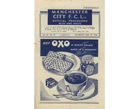MANCHESTER CITY V MIDDLESBROUGH 1947/48 FOOTBALL PROGRAMME