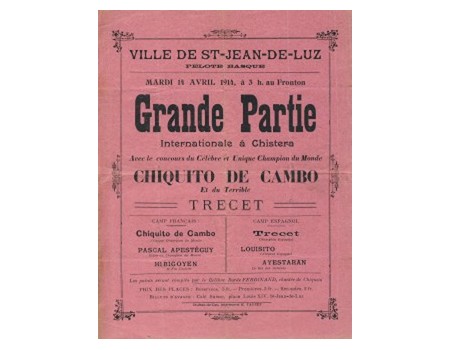 FRANCE V SPAIN PELOTA MATCH 1914 POSTER