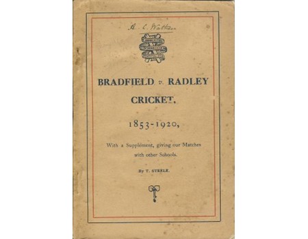 BRADFIELD V RADLEY CRICKET 1853-1920 (SIGNED BY ARTHUR WATHEN - KENT CCC 1863-64)
