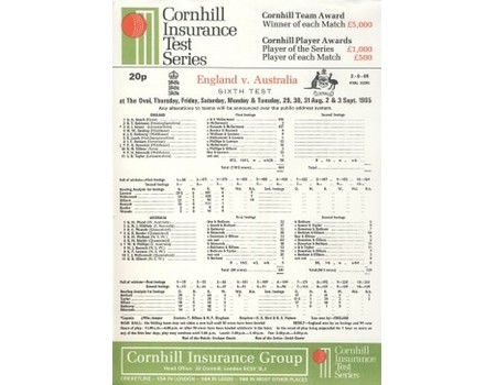 ENGLAND V AUSTRALIA 1985 (OVAL) CRICKET SCORECARD