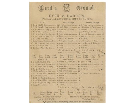 ETON V HARROW 1891