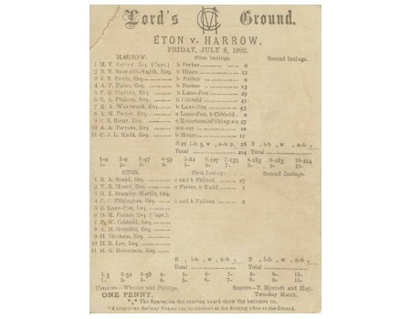 ETON V HARROW 1892