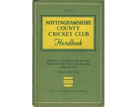 NOTTINGHAMSHIRE COUNTY CRICKET CLUB HANDBOOK 1951