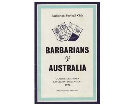 BARBARIANS V AUSTRALIA 1976 RUGBY PROGRAMME