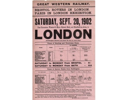 BRISTOL ROVERS 1902 (RAILWAY HANDBILL)