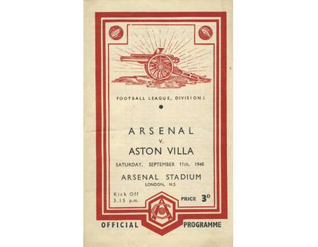 ARSENAL V ASTON VILLA 1948-49 FOOTBALL PROGRAMME