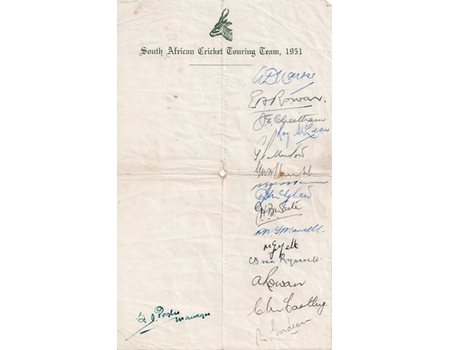 SOUTH AFRICA 1951 CRICKET AUTOGRAPHS