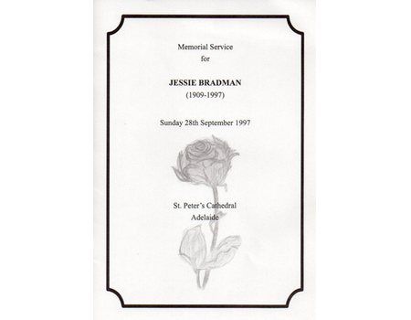 JESSIE BRADMAN (MEMORIAL SERVICE) 1997 - ORDER OF SERVICE