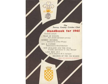 SURREY COUNTY CRICKET CLUB HANDBOOK FOR 1965
