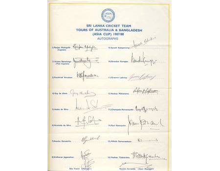 SRI LANKA (TOUR OF AUSTRALIA & BANGLADESH) 1987-88