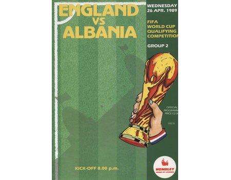 ENGLAND V ALBANIA 1989 (WORLD CUP QUALIFIER) FOOTBALL PROGRAMME