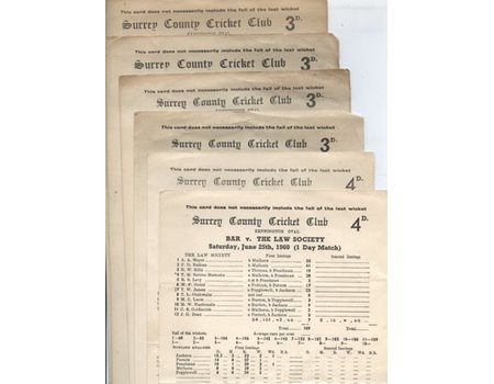BAR CRICKET SCORECARDS 1950S (THE OVAL)