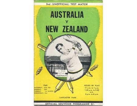 AUSTRALIA V NEW ZEALAND 1960 (LANCASTER PARK) CRICKET PROGRAMME