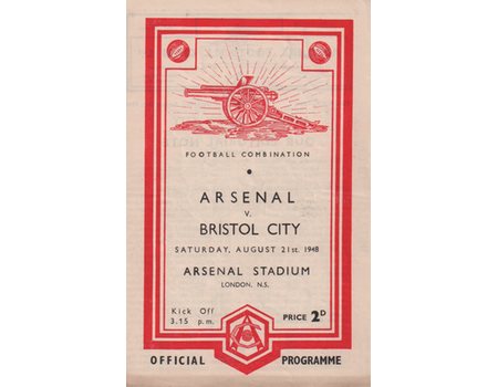 ARSENAL V BRISTOL CITY 1948-49 FOOTBALL PROGRAMME
