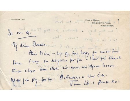  HARRY ALTHAM (SURREY & HAMPSHIRE) 1951 CRICKET LETTER - TO D.J. KNIGHT