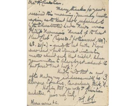 F.S. ASHLEY-COOPER 1902 CRICKET LETTER