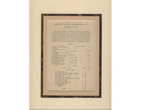 ELEVEN DAFTS V SKEGNESS CC 1882 CRICKET SCORECARD
