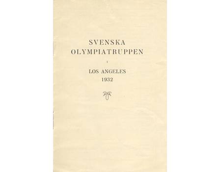 LOS ANGELES OLYMPICS 1932 (SWEDISH TEAM LIST)