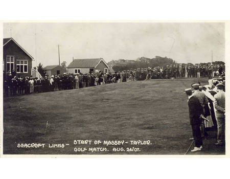 MASSEY - TAYLOR MATCH 1907 (SEACROFT LINKS) GOLF POSTCARD