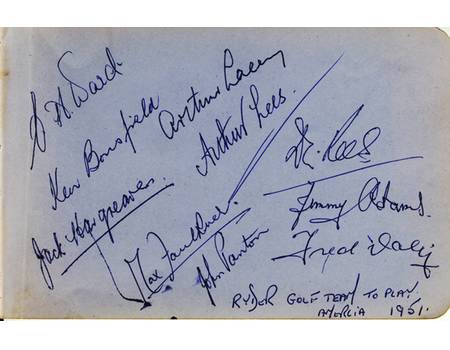 BRITISH RYDER CUP TEAM 1951 GOLF AUTOGRAPHS