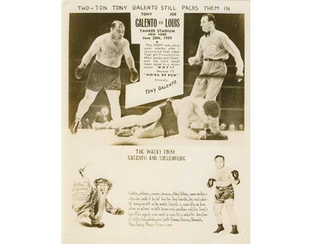 TWO-TON TONY GALENTO 1940S PUBLICITY BOXING PHOTOGRAPH
