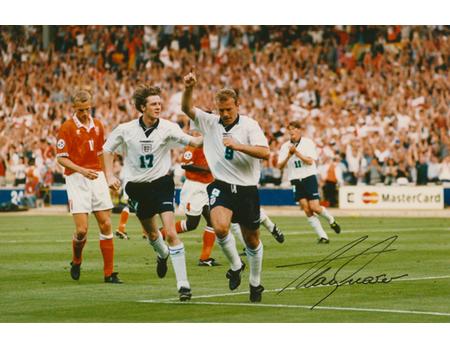 ALAN SHEARER EURO 1996 SIGNED FOOTBALL PHOTOGRAPH