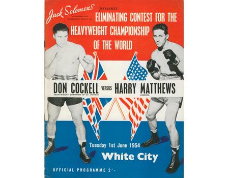 DON COCKELL V HARRY MATTHEWS 1954 BOXING PROGRAMME 