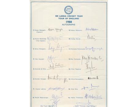 SRI LANKA 1988 CRICKET AUTOGRAPHS