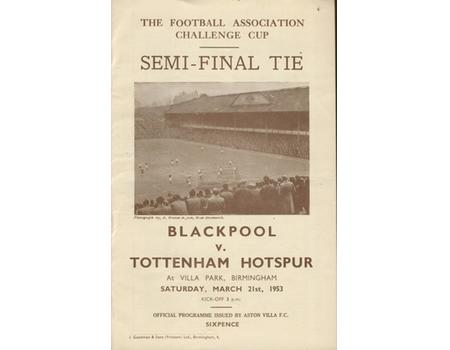 BLACKPOOL V TOTTENHAM HOTSPUR 1953 (F.A. CUP SEMI-FINAL) FOOTBALL PROGRAMME