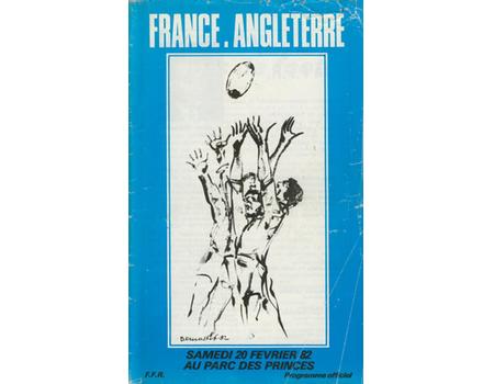 FRANCE V ENGLAND 1982 RUGBY UNION PROGRAMME