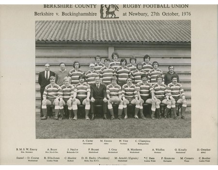 BERKSHIRE COUNTY RFU 1976 TEAM PHOTOGRAPH