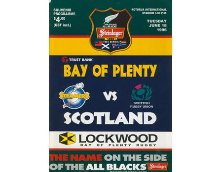 BAY OF PLENTY V SCOTLAND 1996 RUGBY PROGRAMME