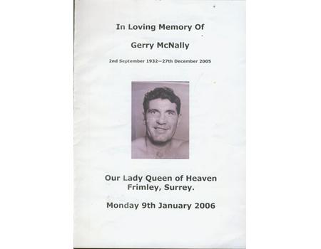 GERRY MCNALLY (GREAT BRITAIN) FUNERAL PROGRAMME 2006