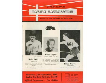 BRIAN CURVIS V ISAAC LOGART 1965 BOXING PROGRAMME