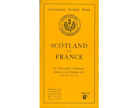 SCOTLAND V FRANCE 1950 RUGBY PROGRAMME