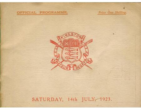 KINGSTON REGATTA 1923 OFFICIAL PROGRAMME
