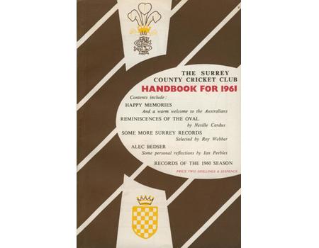SURREY COUNTY CRICKET CLUB HANDBOOK FOR 1961